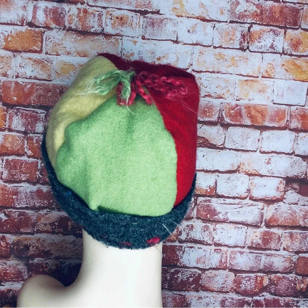 Gifsswein Color-block Nordic Wool Felt Floral Embellished Winter Hat
